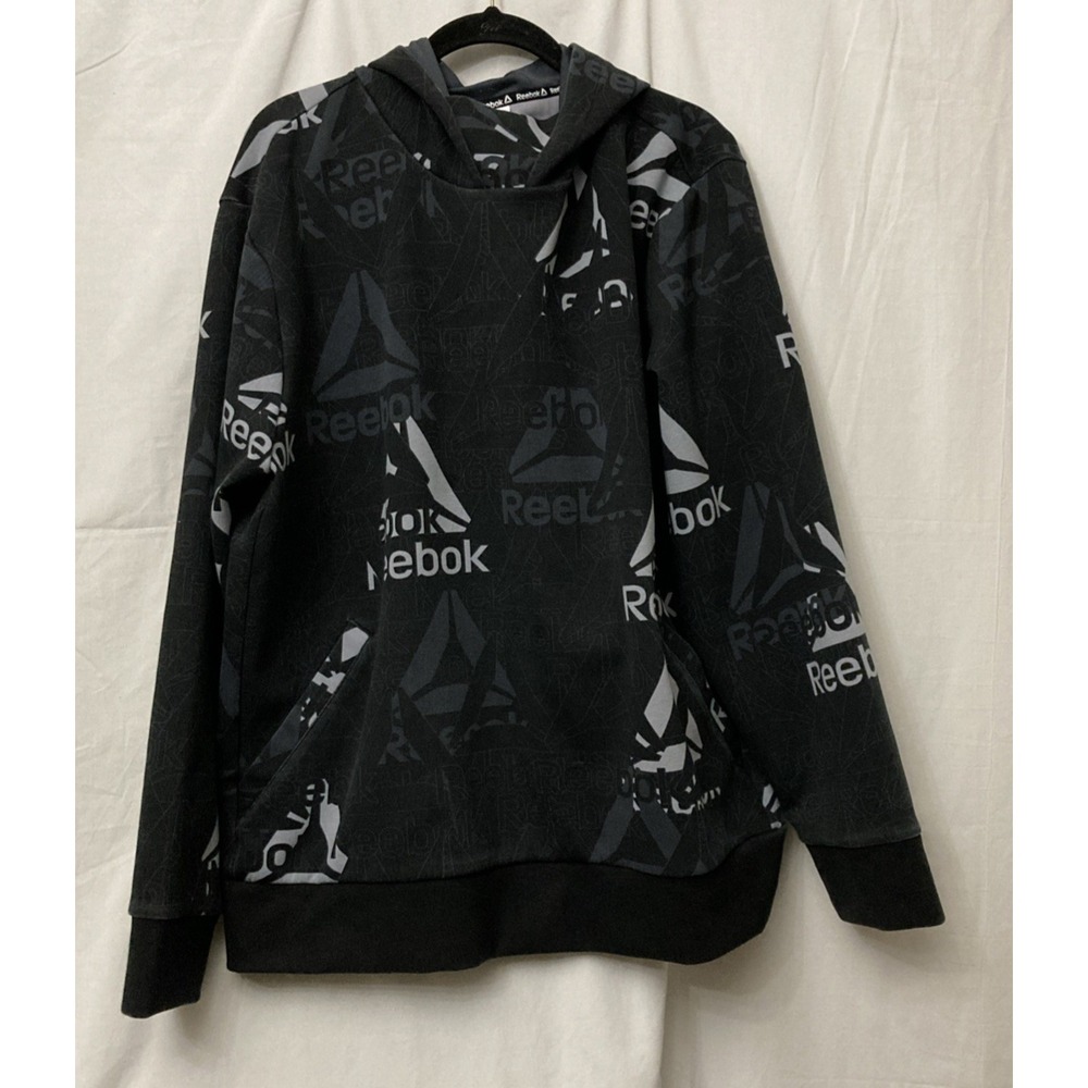 Reebok Men's Black Unwind Graphic All Over Print Hoodie w/Pockets - SZ‎ XL
